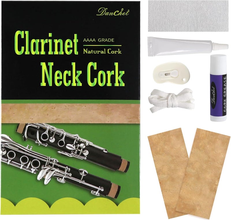 Danchet Clarinet Cork Replacement Kit, Includes Clarinet Cork, Glue, Cork Grease, Knife, Taping and Sandpaper - Image 1